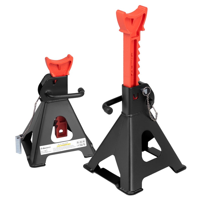 دعائم جاك دونيكس سعة 3 طن 6500 رطل مصنوعة من الصلب مع قفل مزدوج 1 زوج أسود قابل للتعديل