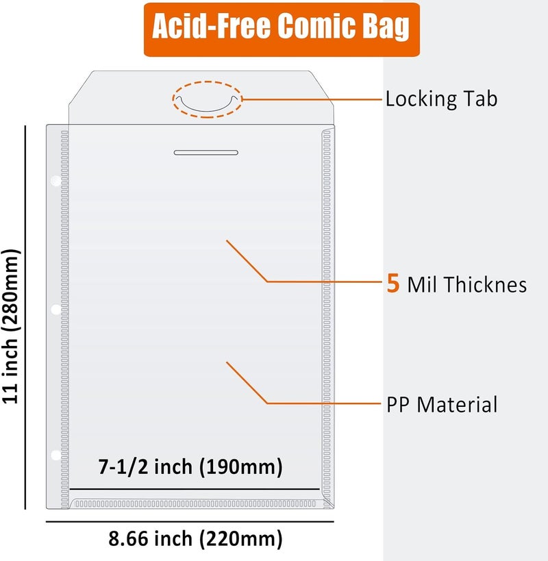 tutata Comic Book Storage Album, Comic Book Binder - for Current, Silver Age, Regular Comics Bagged and Boarded, Binder with 12 Super Heavyweight Sleeves, Acid-Free, Gift for Comic Collectors - Image 4