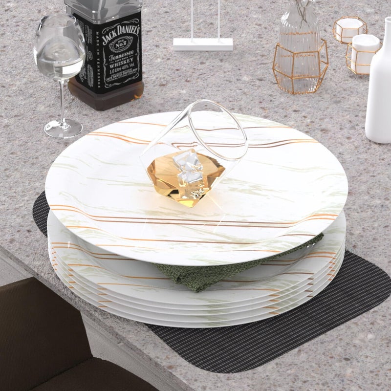 Castleite Piccolo Melamine Dinner Plates Set of 6 - Full Size 11', Break Resistant, Round Designer Plate for Eating or Serving in Home, Kitchen Use or Cafe, Stainless (Rosin Cream) - Image 1