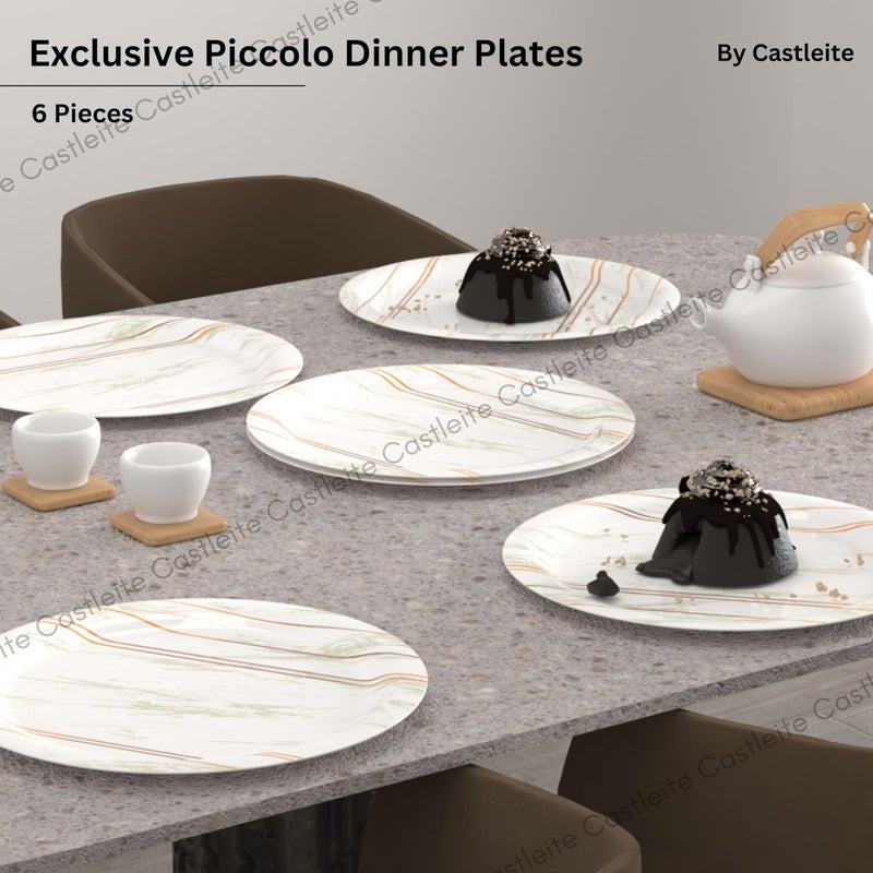 Castleite Piccolo Melamine Dinner Plates Set of 6 - Full Size 11', Break Resistant, Round Designer Plate for Eating or Serving in Home, Kitchen Use or Cafe, Stainless (Rosin Cream) - Image 2