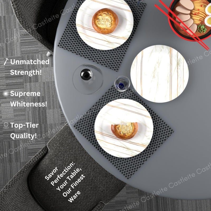 Castleite Piccolo Melamine Dinner Plates Set of 6 - Full Size 11', Break Resistant, Round Designer Plate for Eating or Serving in Home, Kitchen Use or Cafe, Stainless (Rosin Cream) - Image 5