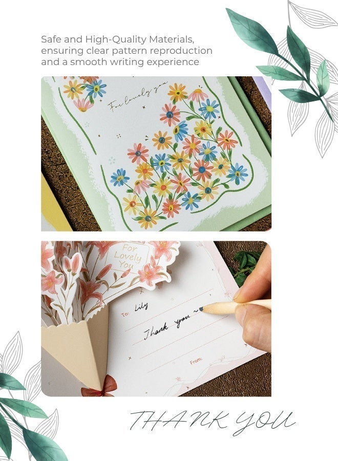 3-Pack 3D Pop-Up Flower Wish Cards,Handwritten Thank You Cards,Greeting Cards,Holiday Cards,with Envelopes & Stickers for Gratitude, Wishes - Image 4