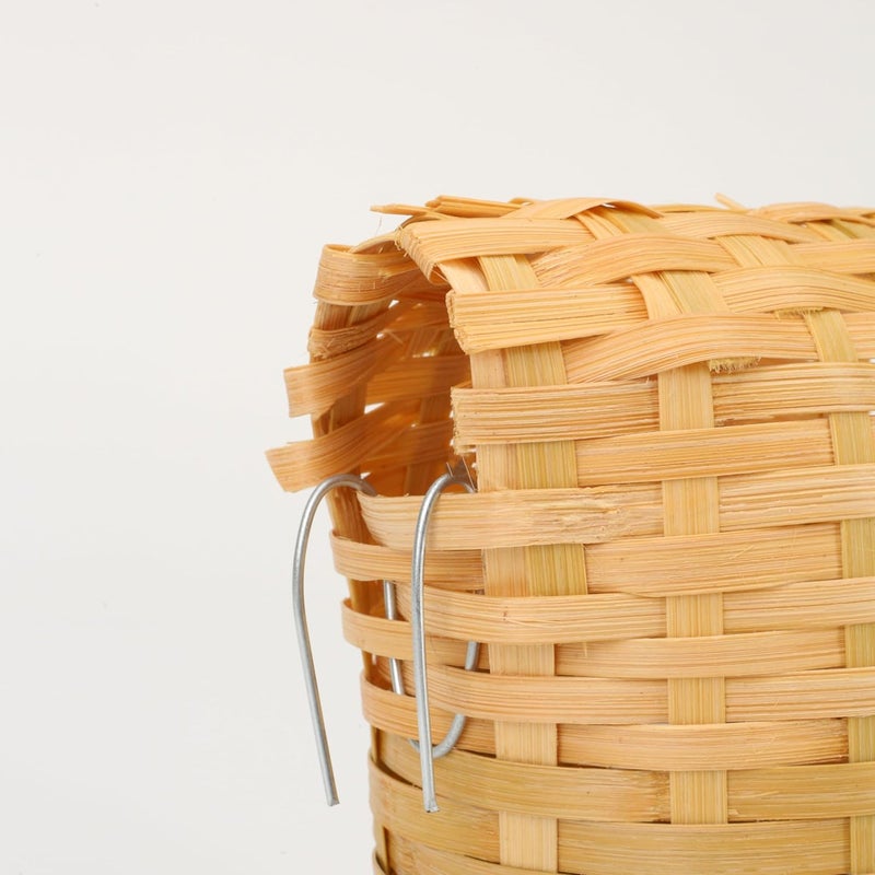 KH866 Finch Nests for Cages - Small Bird Nest with Metal Hook, Hand-Woven Box Natural Bamboo Cage Accessories, Hut Toy Hanging Shelter Warm Bird Houses, Handmade Hideout House, Outdoor Balcony Art Crafts - Image 5