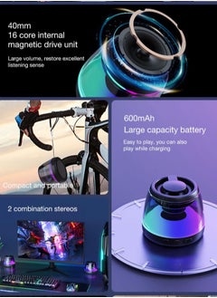 Healife Portable Wireless Bluetooth Speaker with Magnetic Base, RGB Lighting, USB Rechargeable 600mAh Battery, Phone Holder, TWS Pairing, Compact Stereo Speaker for Gaming & Music  - Image 4