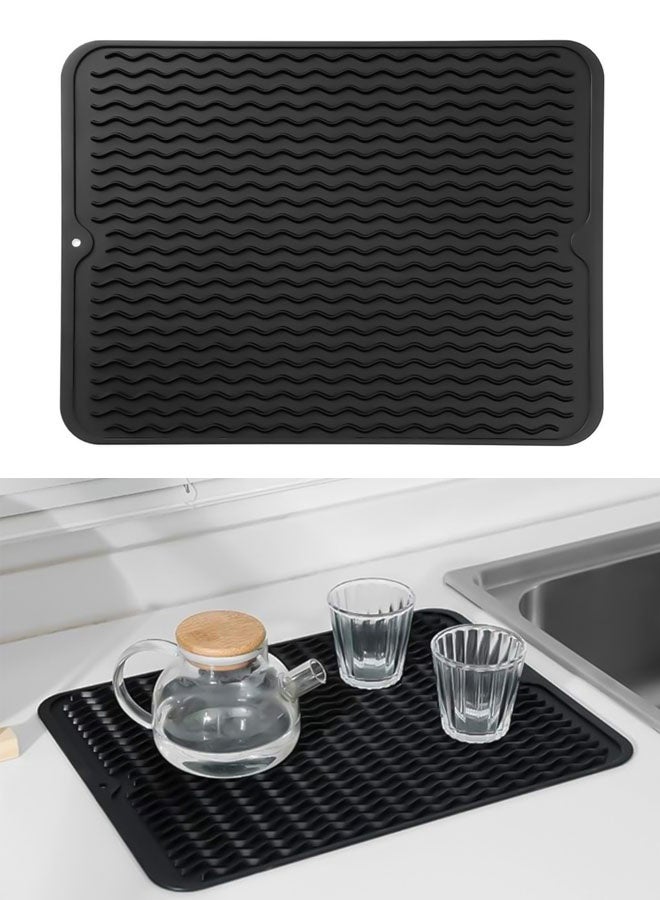 Silicone Drying Mat Anti-Slip Kitchen Tableware Drain Mat Coffee Machine Pad Bar Counter Water Absorbent Mat Dining Table Mat Wavy - Image 1