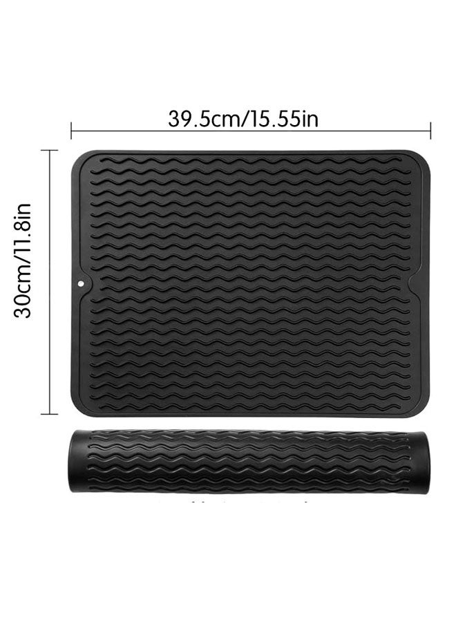Silicone Drying Mat Anti-Slip Kitchen Tableware Drain Mat Coffee Machine Pad Bar Counter Water Absorbent Mat Dining Table Mat Wavy - Image 2