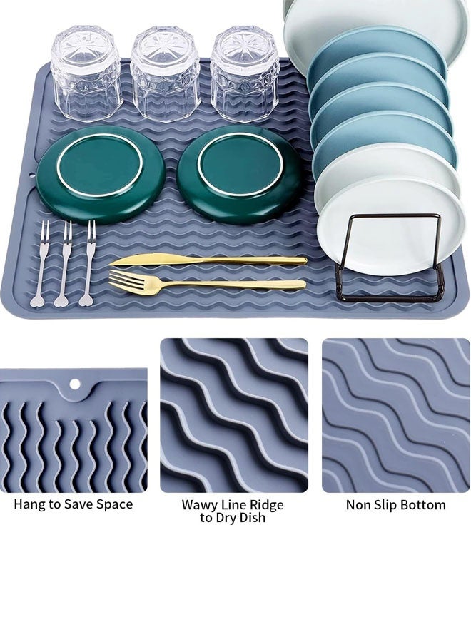 Silicone Drying Mat Anti-Slip Kitchen Tableware Drain Mat Coffee Machine Pad Bar Counter Water Absorbent Mat Dining Table Mat Wavy - Image 4