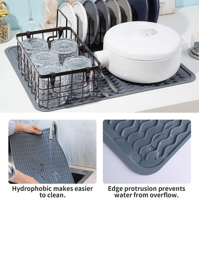 Silicone Drying Mat Anti-Slip Kitchen Tableware Drain Mat Coffee Machine Pad Bar Counter Water Absorbent Mat Dining Table Mat Wavy - Image 5