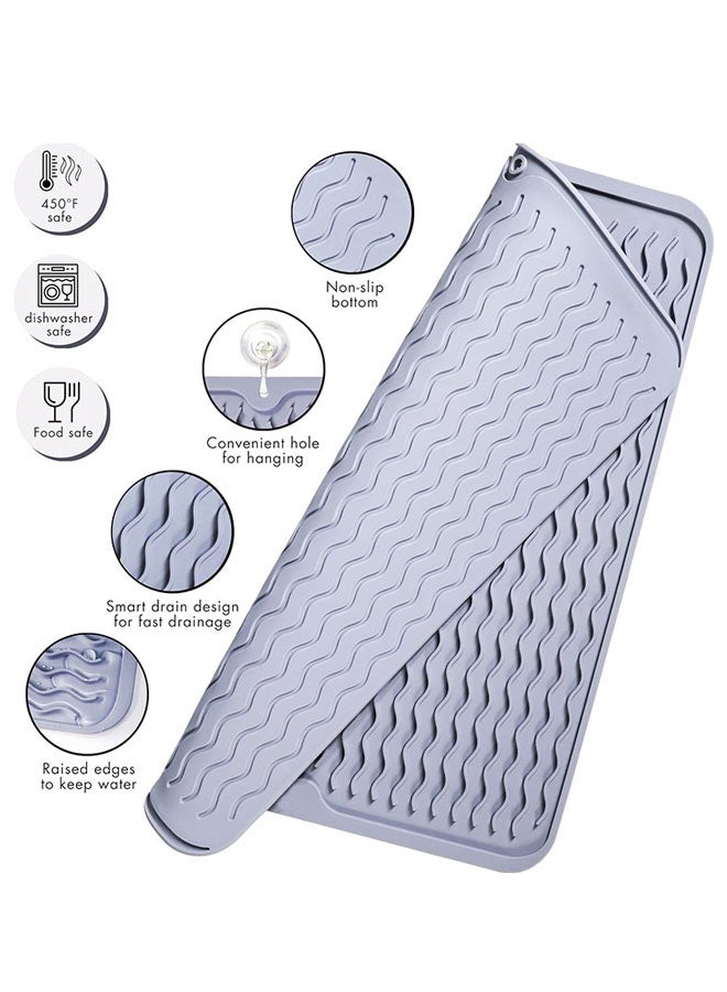 Silicone Drying Mat Anti-Slip Kitchen Tableware Drain Mat Coffee Machine Pad Bar Counter Water Absorbent Mat Dining Table Mat Wavy - Image 3