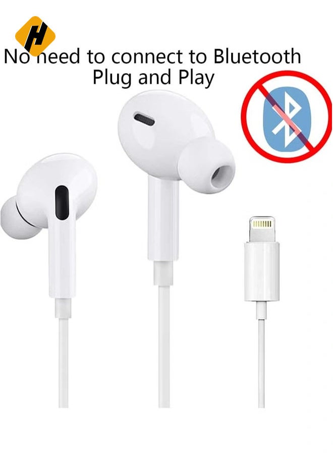 Earbuds/Headphone with Lightning Connector(Built-in Microphone & Volume Control) in-Ear Stereo Headphones Headset Compatible with iPhone 12/SE/11/X/8 7-All iOS System[Apple MFi Certified]Plug and play