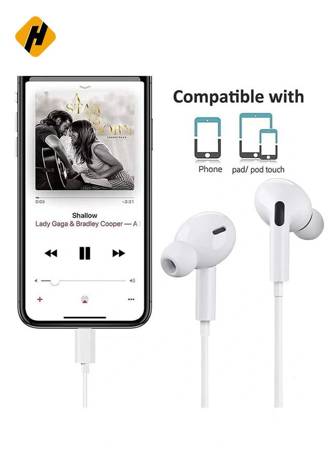 Earbuds/Headphone with Lightning Connector(Built-in Microphone & Volume Control) in-Ear Stereo Headphones Headset Compatible with iPhone 12/SE/11/X/8 7-All iOS System[Apple MFi Certified]Plug and play