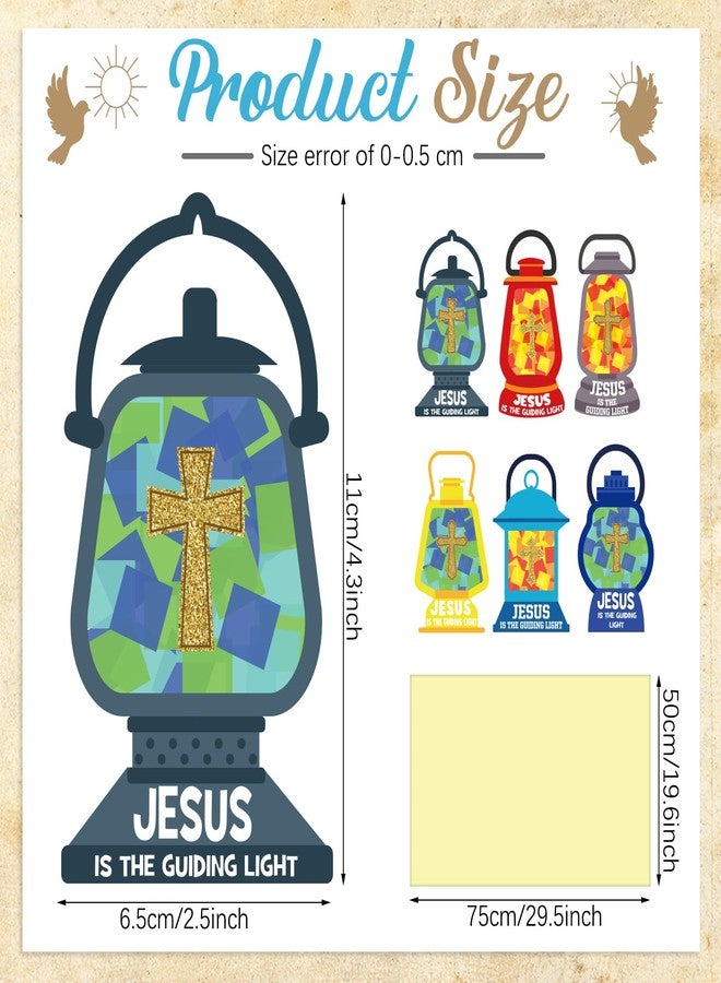 Blushtier 30 Sets Christian Sunday School Craft for Kid Jesus Lights The Way Tissue Sign Craft Bible Verse Sticker DIY Oil Lamp Tissue Paper Religious Gift for Camping VBS Church Activity - Image 2