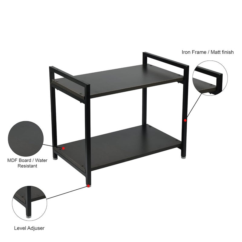 Palomino Palomino 2 Layer Microwave OTG Rack Multipurpose Kitchen Rack Storage Rack for Home Office Shop Utensils Storage CabinetOrganizer Oven StandHolder Material Iron Color Brown  - Image 5