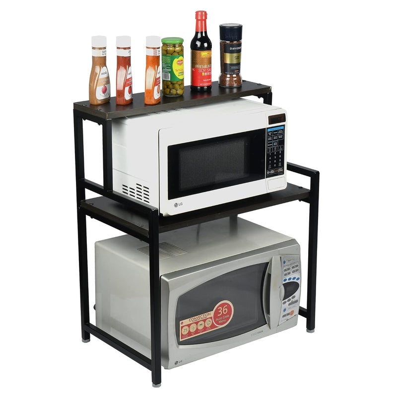 Palomino Palomino 2 Layer Microwave OTG Rack Multipurpose Kitchen Rack Storage Rack for Home Office Shop Utensils Storage CabinetOrganizer Oven StandHolder Material Iron Color Brown  - Image 1