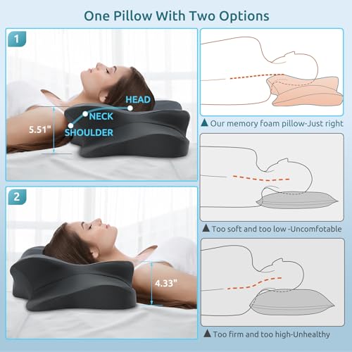 DONAMA Cervical Pillow for Neck and Shoulder,Contour Memory Foam Pillow,Ergonomic Neck Support Pillow for Side Back Stomach Sleepers with Pillowcase-King Size - Image 4