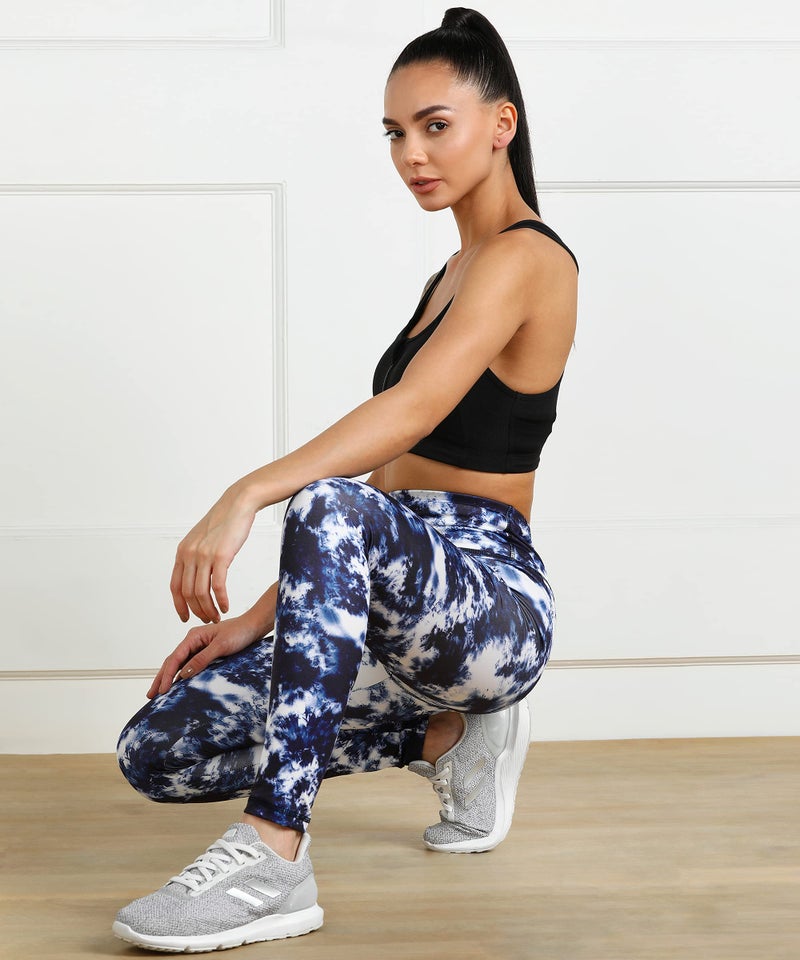 Rock Paper Scissors Women's Skinny Fit Polyester Blend Leggings (ONSWG-TIGHTS-TIE-BLUE-M_Blue_M), High Rise - Image 3