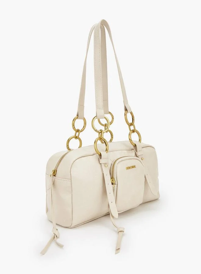 Celeste IVORY Textured Crossbody Bag With Zip Closure for Women | Best Price UAE