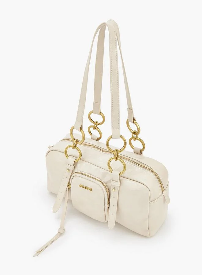 Celeste IVORY Textured Crossbody Bag With Zip Closure for Women | Best Price UAE