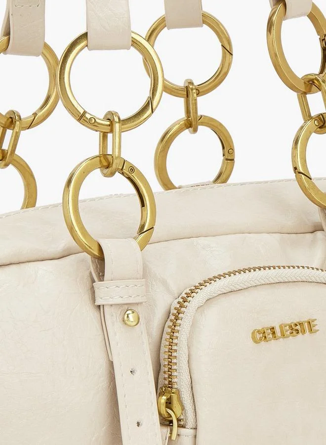 Celeste IVORY Textured Crossbody Bag With Zip Closure for Women | Best Price UAE