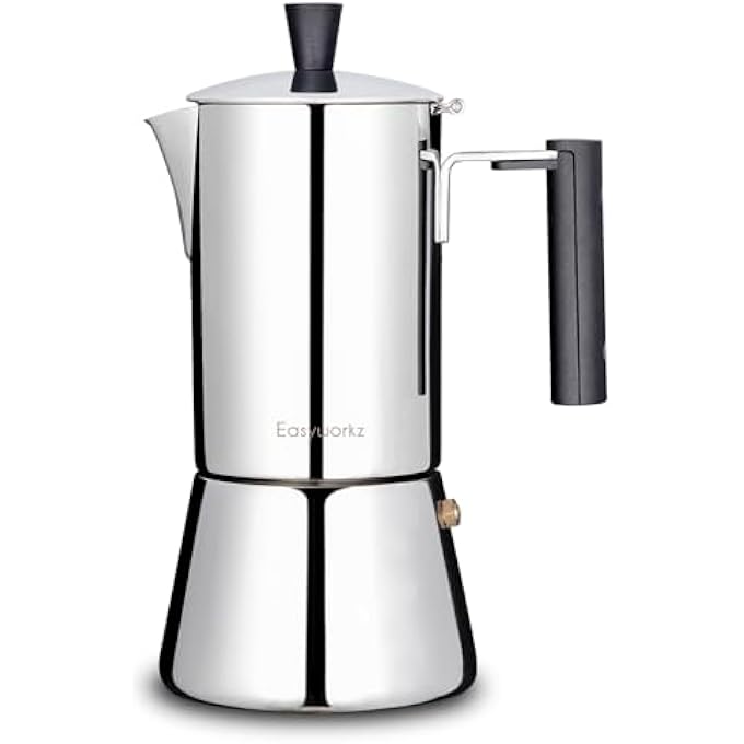 EASYWORKZ Pedro Stovetop Espresso Maker Stainless Steel Italian Coffee Machine Maker 6Cup 300Ml Induction Moka Pot - Image 1