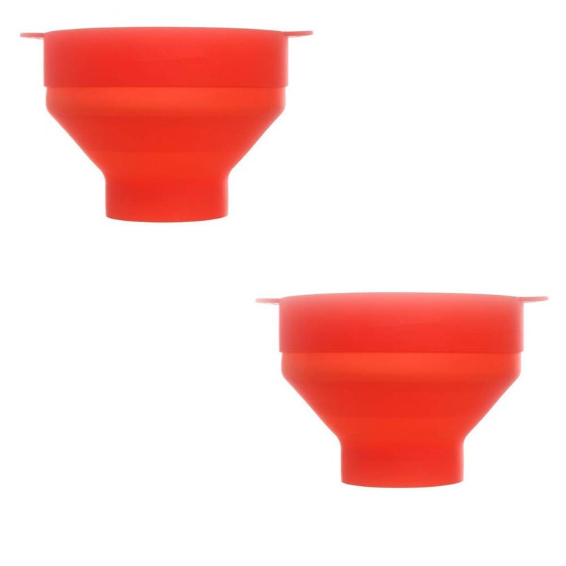 Karp Microwave Silicone Popcorn Maker Collapsible Bowl With Lid & Convenient Handles - (Pack Of 2, Red Color) - Image 1