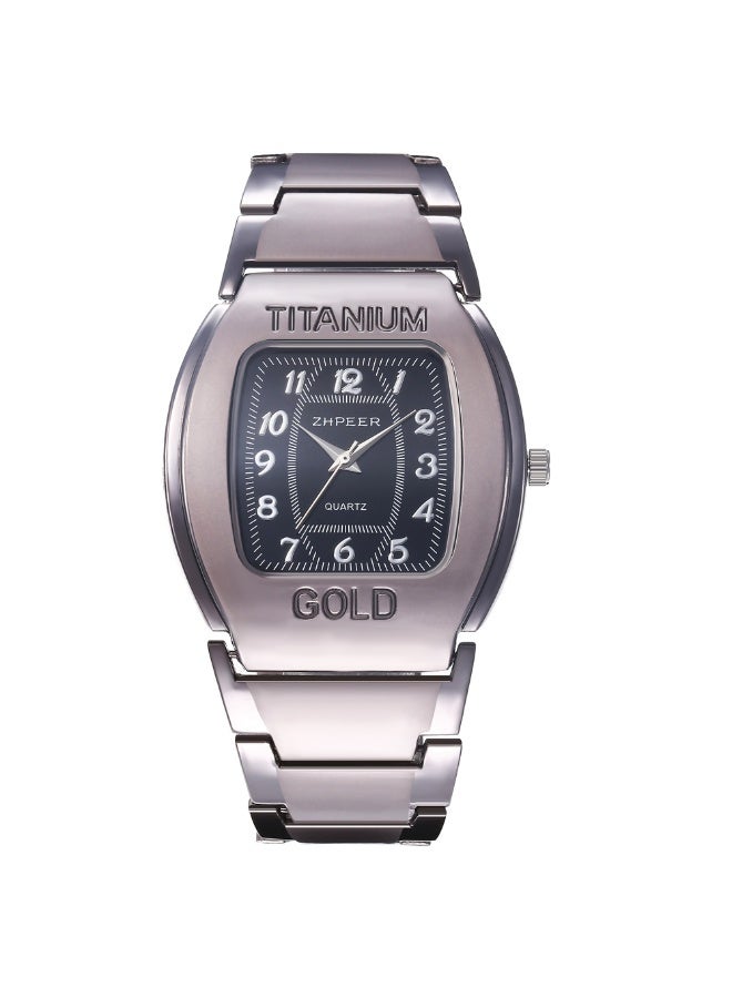 تيتانيوم ساعة رجالية على شكل ماسورة بنية اللون ومجموعة من 4 أساور - مجموعة هدايا من 5 قطع من الفولاذ المقاوم للصدأ والكوارتز - Image 2