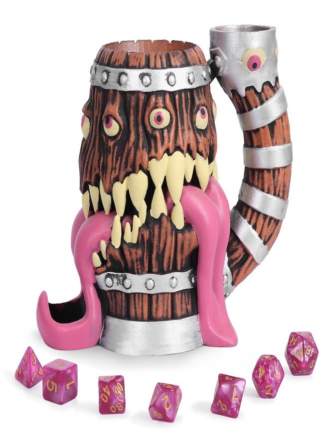 KDSPAROS Dice Tower Mug Set-Dice Rolling Tower with 7-PCS polyhedral Dice Set, DND Accessories for Players, Perfect Medieval Tavern Style Gift for D&D Players and DMS (Gilded Tongue) - Image 1