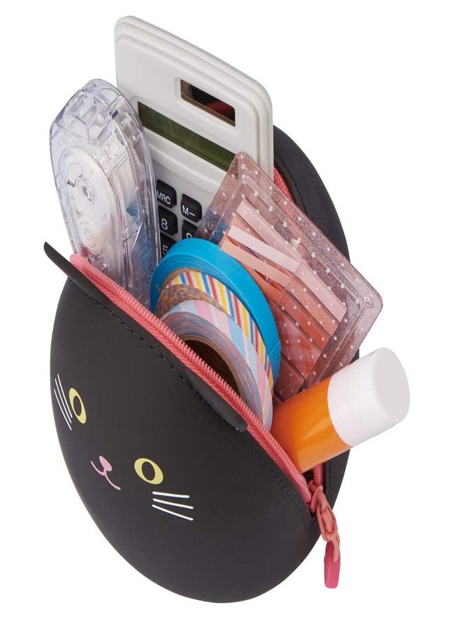LIHIT LAB LIHITLAB PuniLabo Zipper Pouch, Egg-Shaped, 3.8" x 4.7", Black Cat (A7783-3) - Image 4