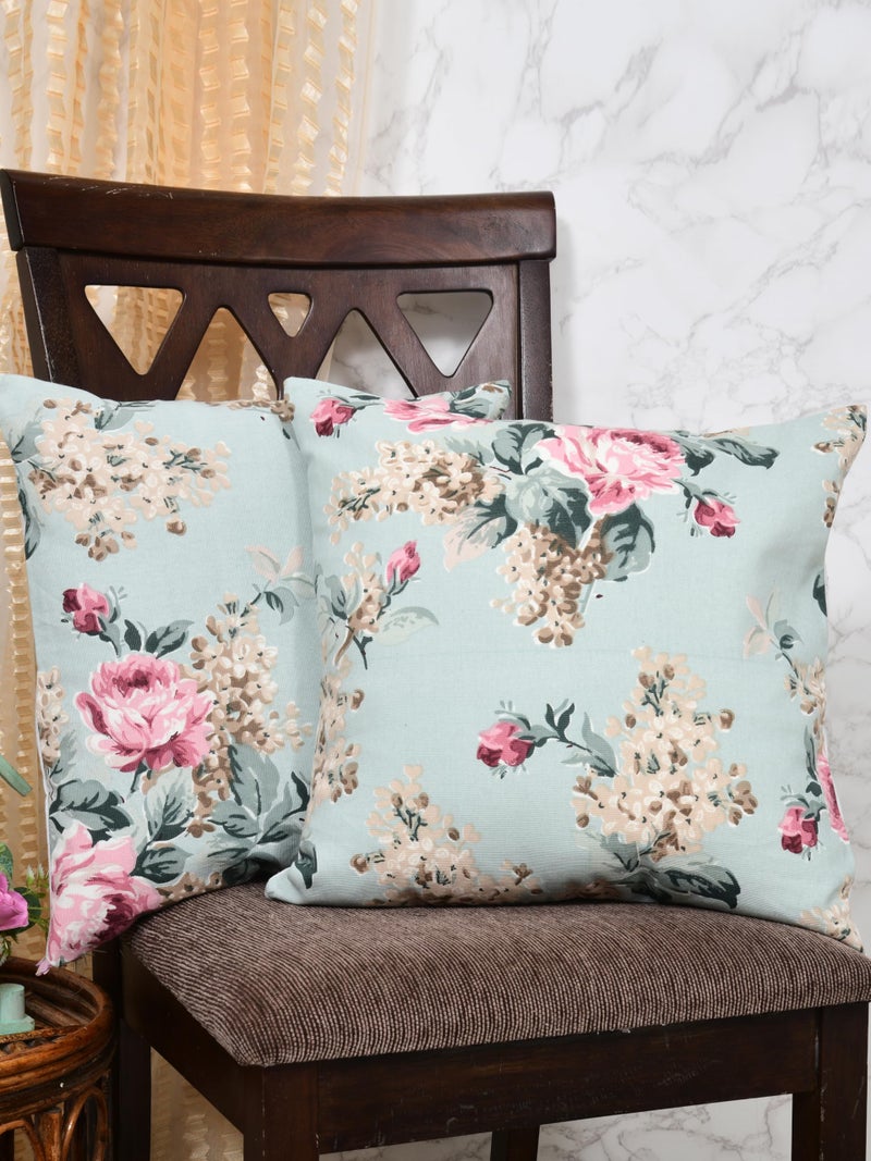 Clasiko Premium Duck Cotton Decorative Throw Cushion Covers for Sofa Living Room ; Set of 5; 24x24 Inches; Floral Embrace - Image 3