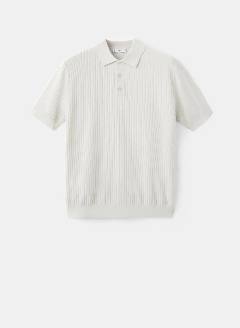 مانجو مان Ribbed Cotton-Modal Blend Knit Polo