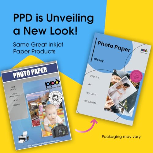 PPD 8.5 x 11 50 Sheets Glossy Photo Paper 180gms for Inkjet Printer, Custom Picture, Professional Photographic Instant Dry For Normal, Dye or Pigment Ink - PPD-24-50 - Image 2