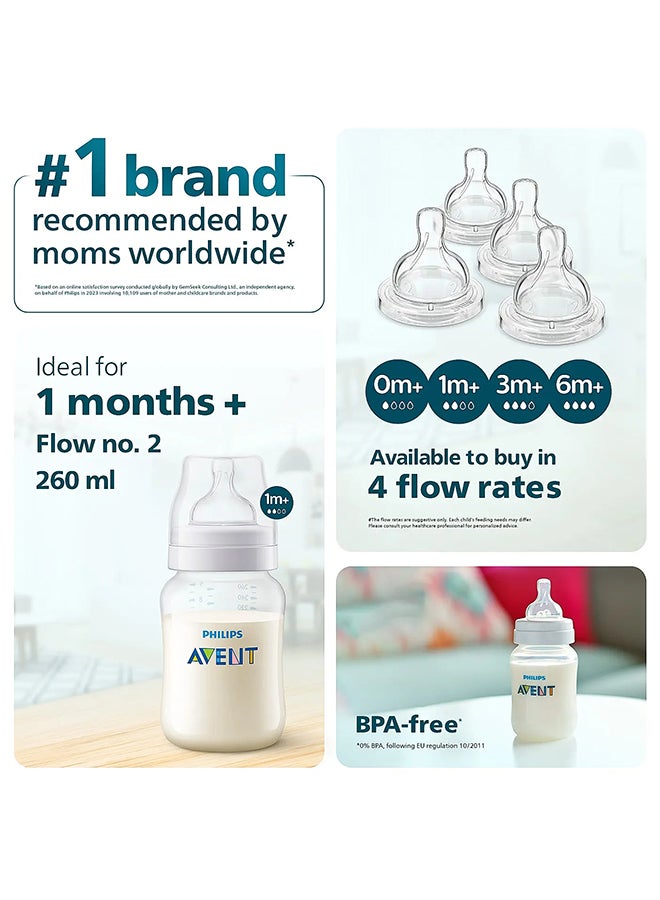 Philips Avent Anti Colic Feeding Bottle For Babies 1+ Month | 260ml | Pack of 1 | BPA Free |Newborn Flow Rate | Secure Latch| SCY103/10 - Image 5