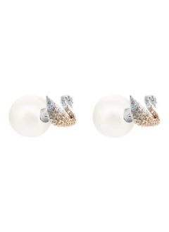 Generic Iconic Crystal Studded Swan Themed Stud Earrings  - Image 1