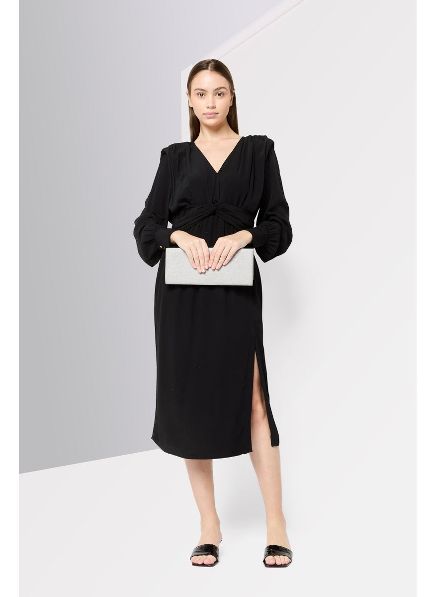 Scotch & Soda Women Plain Midi Dress, Black  - Image 2
