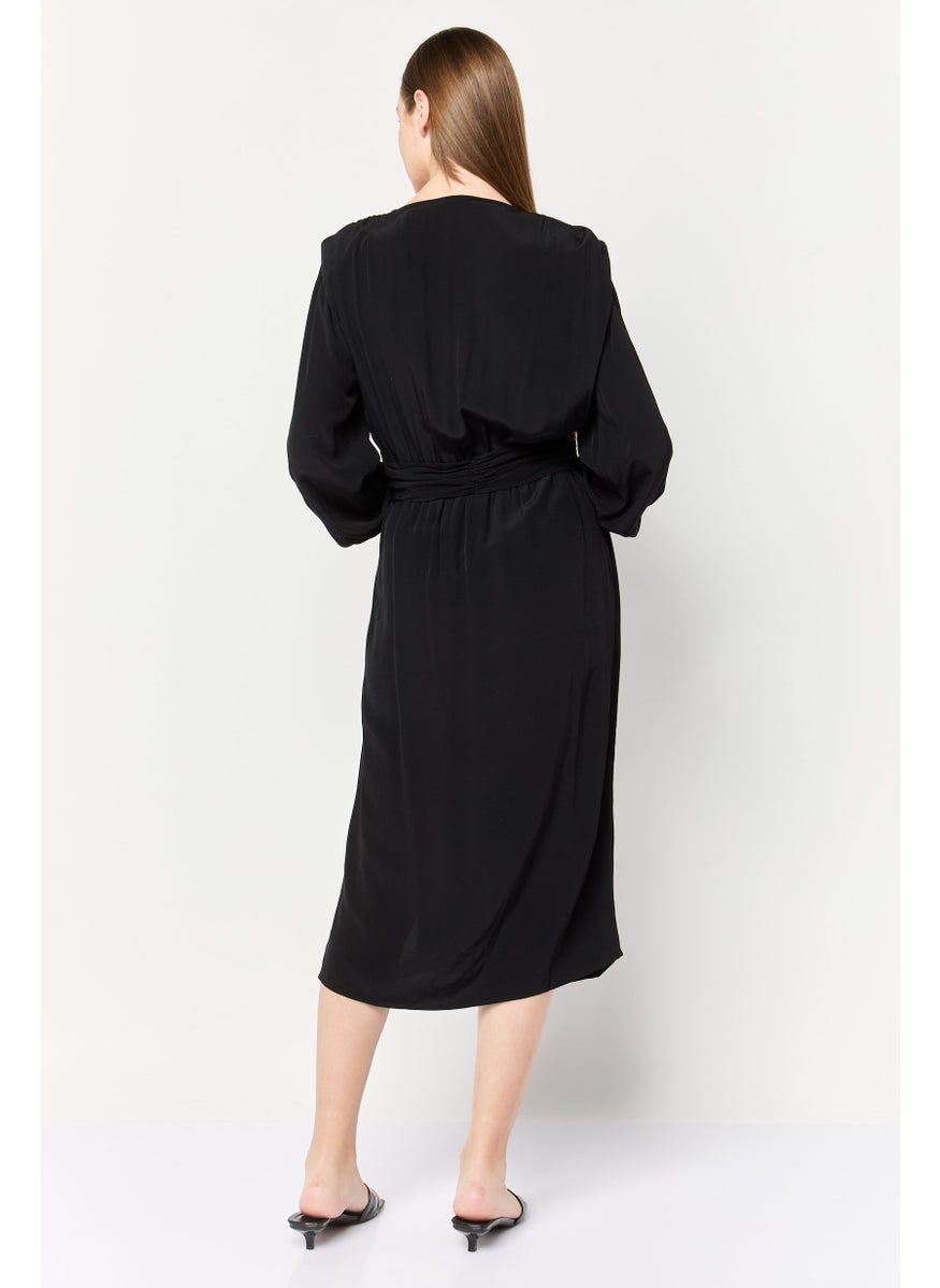 Scotch & Soda Women Plain Midi Dress, Black  - Image 4