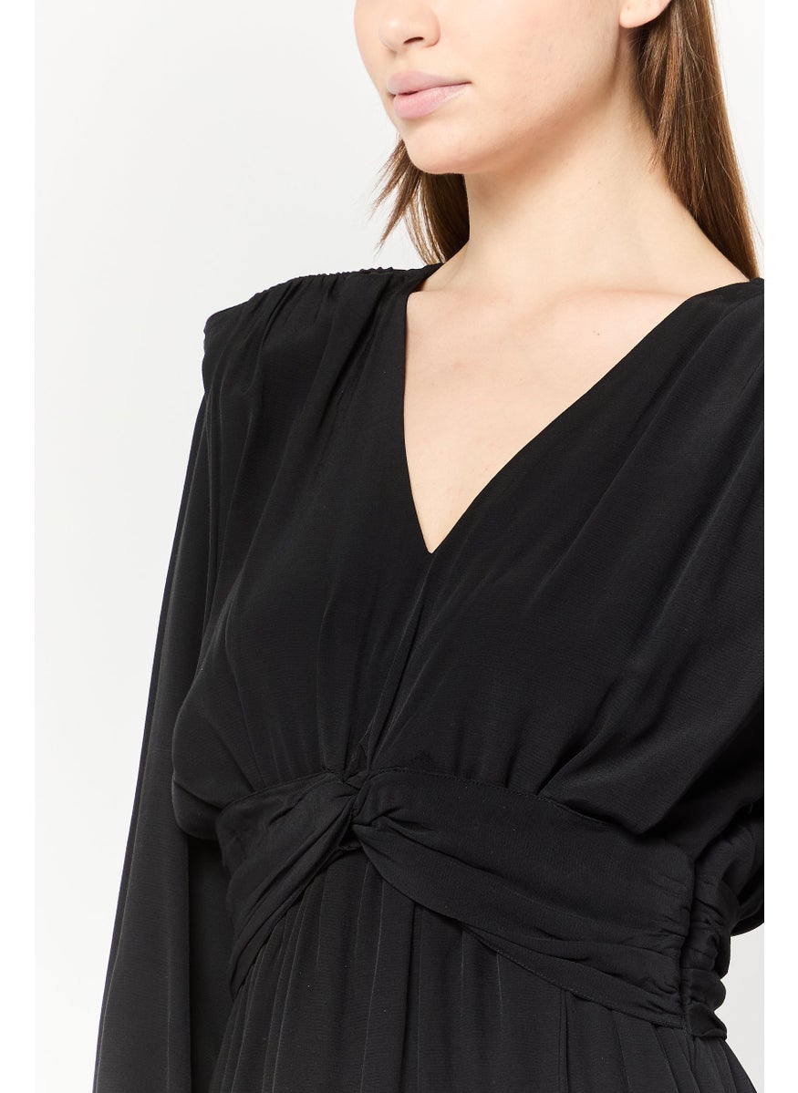 Scotch & Soda Women Plain Midi Dress, Black  - Image 3
