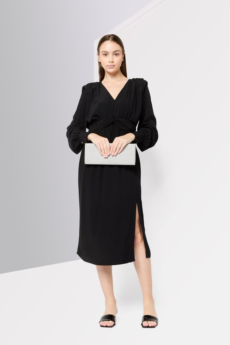 Scotch & Soda Women Plain Midi Dress, Black - Image 2