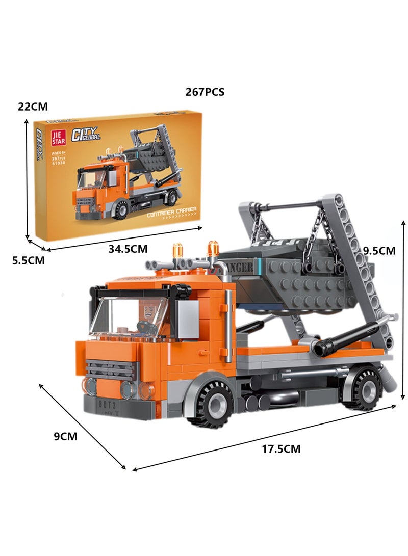 Children's Self-assembled Engineering Car Boy Small Building Block Toy Model(Engineering Transport Trucks 267PCS) - Image 2