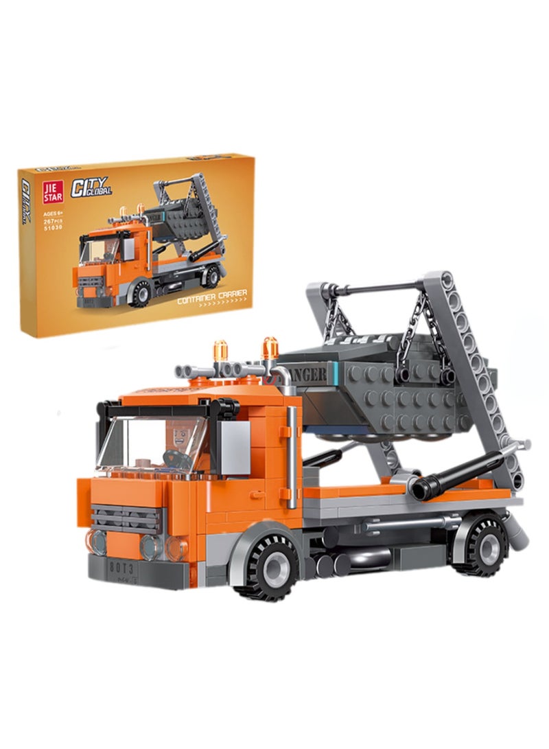 Children's Self-assembled Engineering Car Boy Small Building Block Toy Model(Engineering Transport Trucks 267PCS) - Image 1