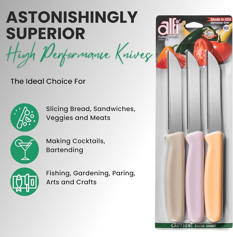 Alfi All-Purpose Knives Aerospace Precision Pointed Tip - Home And Kitchen Supplies - Serrated Steak Knives Set | Made in USA (Multicolor) - Image 4