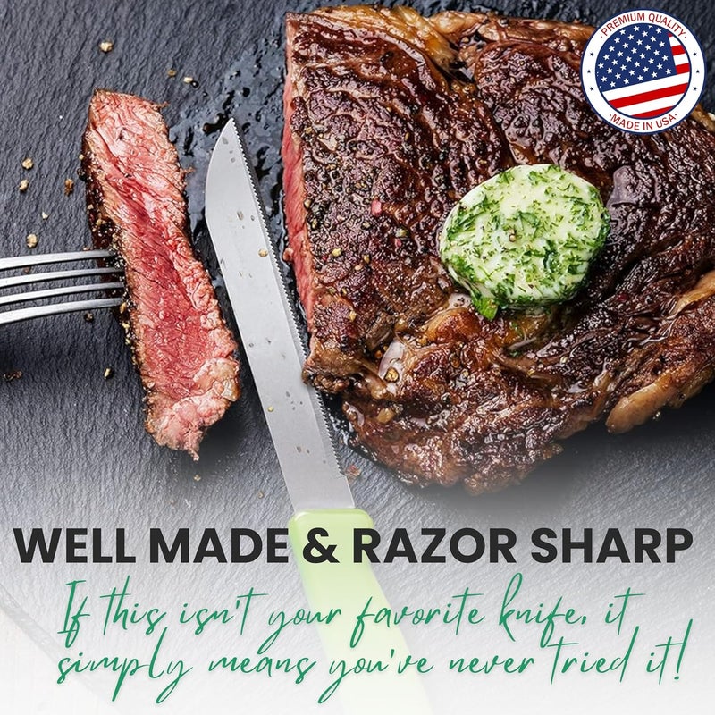 Alfi All-Purpose Knives Aerospace Precision Pointed Tip - Home And Kitchen Supplies - Serrated Steak Knives Set | Made in USA (Multicolor) - Image 3