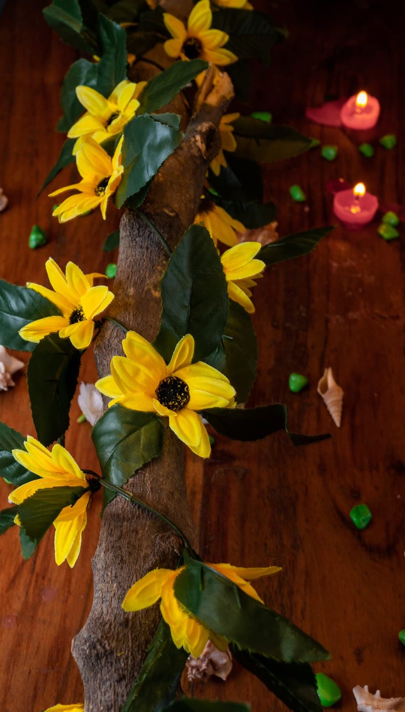 BS AMOR Fancy Artificial Flowers Bail Creeper Home Wedding Decoration 'Living Room' Dining Table Decor Garland Vibrant Colors, Sunflower Creeper - Image 2