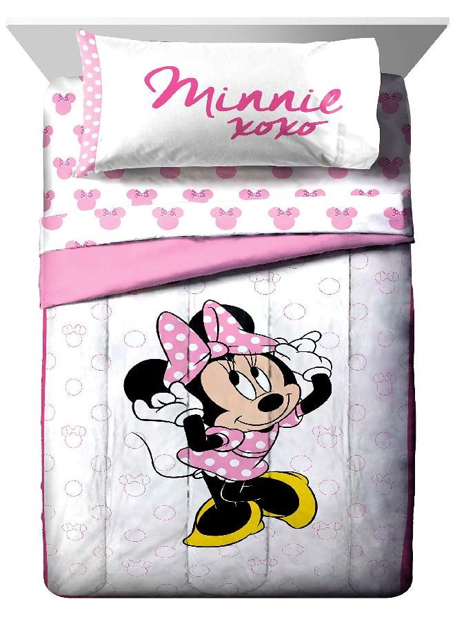 Jay Franco - Jay Franco Minnie Mouse XOXO 5 Piece Twin Bed Set - Includes Comforter & Sheet Set - Super Soft Fade Resistant Polyester (Official Product) - Image 1