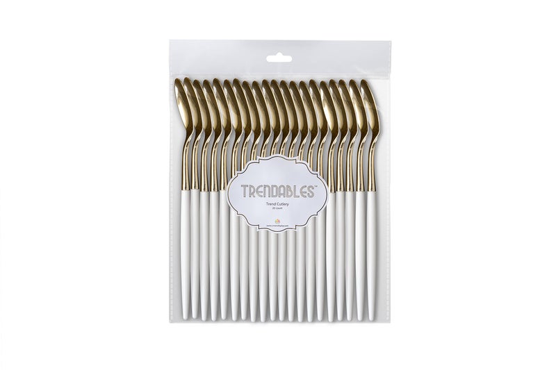 Trendables 120 Pack Two Toned Heavy Duty Plastic Silverware Spoons - Stunning Dual Colored White and Gold Disposable Plastic Spoon - Disposable Utensils For Wedding Parties And All Occasions - Image 4