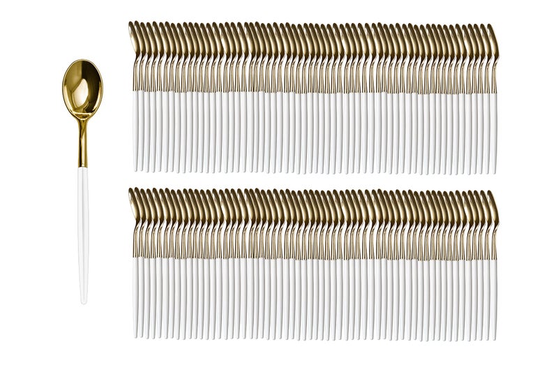Trendables 120 Pack Two Toned Heavy Duty Plastic Silverware Spoons - Stunning Dual Colored White and Gold Disposable Plastic Spoon - Disposable Utensils For Wedding Parties And All Occasions - Image 3
