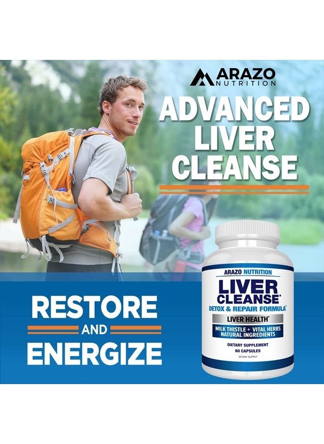 Arazo Nutrition Liver Cleanse Detox & Repair Formula – Milk Thistle Herbal Support Supplement: Silymarin, Beet, Artichoke, Dandelion, Chicory Root  - Image 5