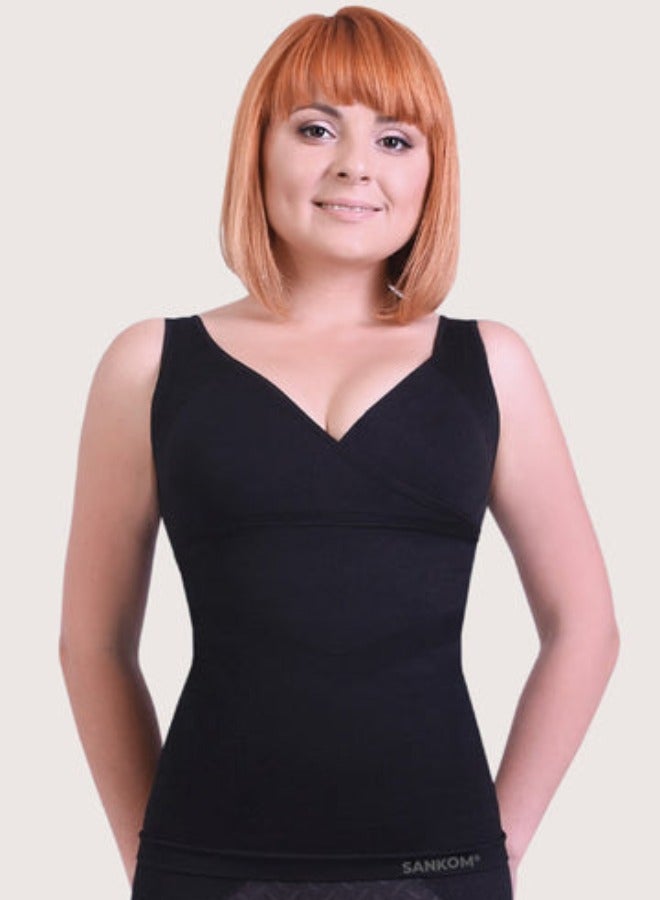 SANKOM Patent Vest with Bra Incorporated – Posture Corrector, Tummy Control, Back & Neck Support, Wire-Free Seamless Shaping Top – Class 1 Medical Device for Everyday Comfort, Travel, Workouts & Post-Pregnancy – Breathable & Hypoallergenic - Image 1