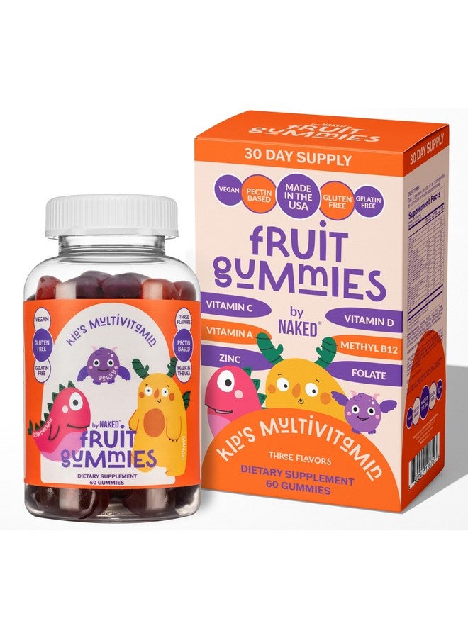 Nakd NAKED Nutrition Kids Vitamin Gummies, Made in USA, GMO Free, Gluten-Free, Gelatin Free, Vegan, Kids Vitamins A, C, D, E, B6, B12, Zinc, 3 Fruit Flavors, 30 Day Supply - Image 1
