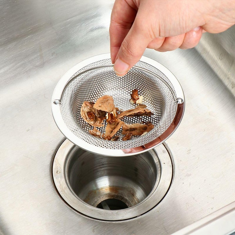 Giffy Durable, Rustproof, Stainless Steel Sink Strainer with Handle, Kitchen Drain Basin Basket Filter Stopper with 2mm Dia Holes, Food Debris Blockage Jali, Double Edging Corners 11 cm, 1 Pcs - Image 1