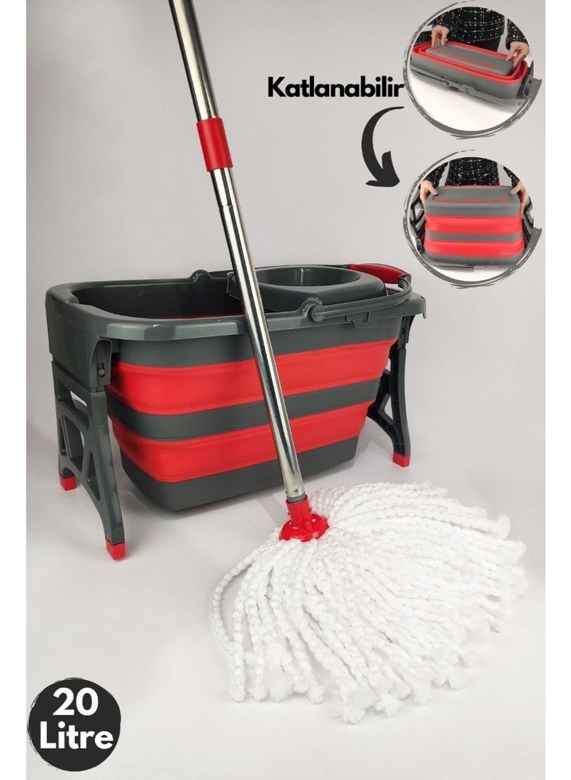 دلو سحري قابل للطي من السيليكون - سعة 20 لترًا - دلو محمول قابل للطي يوفر المساحة ومتين مثالي للتنظيف - Image 1